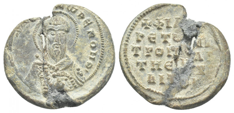 PB Byzantine lead seal. Seal of Philaretos metropolitan of Euchaita. (10th centu...