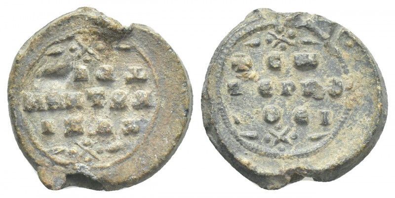 PB Byzantine lead seal. Demetrios, metropolitan of Kyzikos? (11th century)
Obv:...