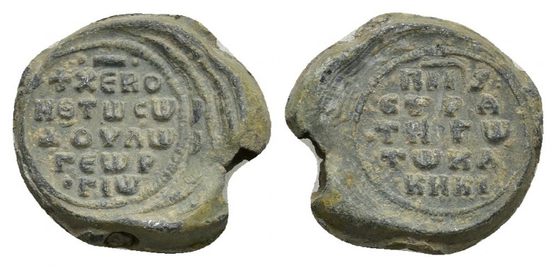 PB Byzantine lead seal. Seal of Georgios Kakikes, patrikios and strategos (11th ...
