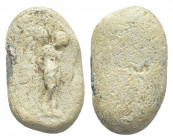 PB Roman lead tessera, oval.
Obv: A standing, nude figure, looking down.
Rev: Blank
Condition:
Weight: 7.67 g.
Diameter: 20 mm.