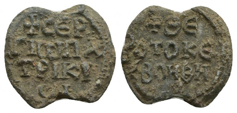 PB Byzantine lead seal. Seal of Sergios patrikios (7th century)
Obv: Inscriptio...
