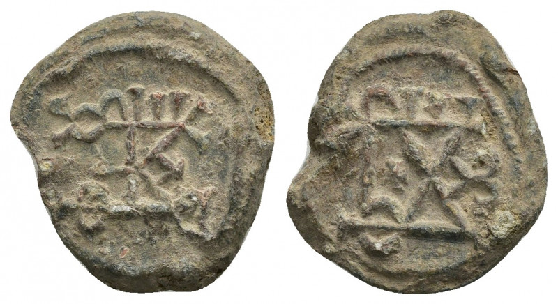 PB Byzantine lead seal. Seal of Marianos apo hypaton (6th-7th century).
Obv: Bl...