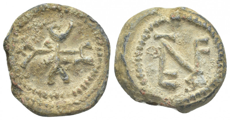 PB Byzantine lead seal. Seal of Nicetas (6th century).
Obv: Block monogram: I ...