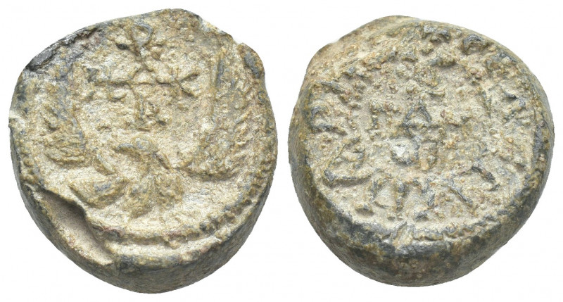 PB Byzantine lead seal (late 7th-early 8th century).
Obv: An eagle with its win...