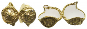 ANCIENT ROMAN GOLD EARRINGS. (1st-4th century).
Lotus shaped pair of earrings.
Condition : See picture.
Weight : 2.99 gr