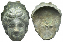 ANCIENT ROMAN BRONZE VENUS APPLİQUE. (1nd - 3rd century A.D)
A bronze relief applique in the form of the head of venus.
Condition : See picture.
We...