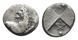 THRACE, Chersonesos. (Circa 386-338 BC). AR Hemidrachm.
Obv: Forepart of lion right, head left.
Rev: Quadripartite incuse square with alternating ra...