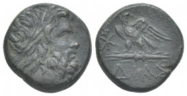 BITHYNIA, Dia, Time of Mithradates VI Eupator (ca 85-65 BC) AE.
Obv: Laureate head of Zeus to right.
Rev: ΔIAΣ.
Eagle standing left on thunderbolt,...