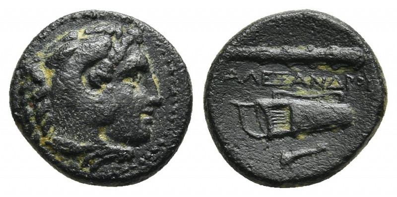 Alexander III, Macedonia. AE unit, (336-323 BC), Macedonian Mint
Obv: Head of H...