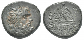 PAPHLAGONIA. Sinope. (Circa 95-90 or 80-70 BC). Struck under Mithradates VI Eupator. AE
Obv: Laureate head of Zeus right.
Rev: ΣΙΝΩΠΗΣ. Eagle, with ...