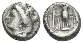 Pontos, Amisos (Circa 435-370 BC). Aine-, magistrate. AR Drachm.
Obv: Head of Hera, left; wearing ornate stephanos.
Rev: Owl standing facing on shie...