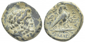 PHRYGIA. Amorion. Ae (2nd-1st centuries BC). Agau-(?), Pole- and Klear-, magistrates
Obv: Laureate head of Zeus right. Rev: AΓ-AY / ΠOΛE / KΛEAP / AM...