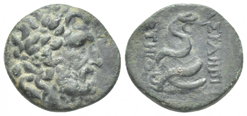 MYSIA. Pergamon. Ae (Mid-late 2nd century BC).
Obv: Laureate head of Asklepios ...