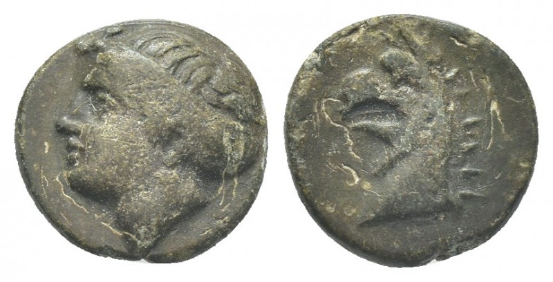 IONIA, Phokaia. (Circa 300 BC). AE.
Obv: Female head (Aphrodite?) left, with ha...