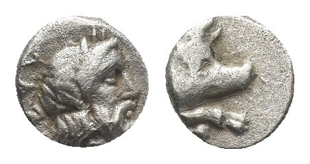 Caria. Euromos (circa 450 BC). Hemiobol AR
Obv: Forepart of boar right.
Rev.ç ...