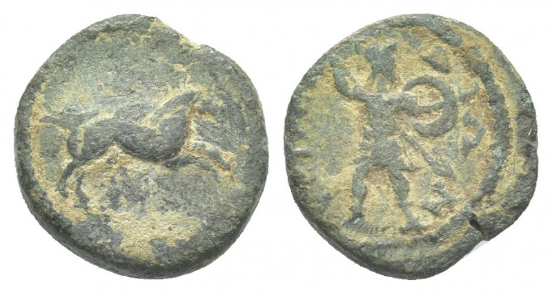 PAMPHYLIA. Aspendus. 2ndh-1st century BC. AE
Obv: Horse galloping r.
Rev: ACΠЄ...