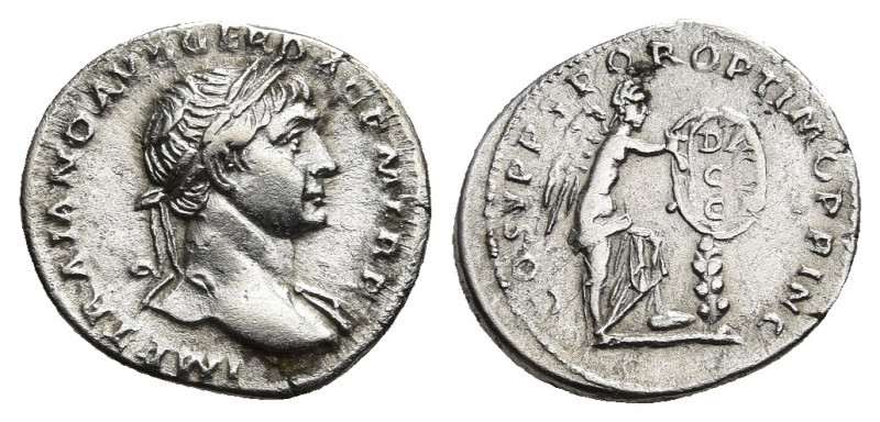 TRAJAN (98-117 AD). AR, Denarius. Rome.
Obv: IMP TRAIANO AVG GER DAC P M TR P....
