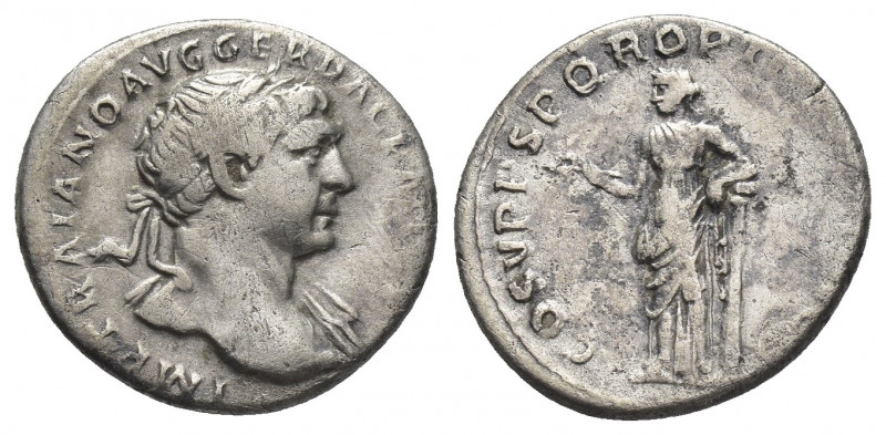 TRAJAN (98-117 AD). AR, Denarius. Rome.
Obv: IMP TRAIANO AVG GER DAC P M [TR P]...