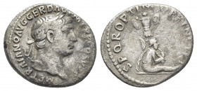 TRAJAN (98-117 AD). AR, Denarius. Rome. Struck circa AD 103-107.
Obv: IMP TRAIANO AVG GER DAC P M TR P COS V [P P].
Bust of Trajan, laureate, right....