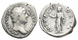 HADRIAN (117-138 AD). AR, Denarius. Rome. "Travel Series" issue.
Obv: HADRIANVS AVG COS III P P.
Bare head of Hadrian, right.
Rev: ALEXANDRIA.
Ale...