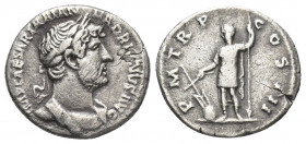 HADRIANUS (567-571 AD). AR, Denarius. Rome.
Obv: IMP CAESAR TRAIAN HADRIANVS AVG.
Bust of Hadrian, laureate, draped and cuirassed, right.
Rev: P M ...