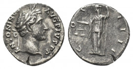 ANTONINUS PIUS (138-161 AD). AR, Denarius. Rome.
Obv: ANTONINVS AVG PIVS P P.
Laureate head of Antoninus Pius, right.
Rev: COS IIII.
Aequitas stan...