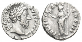 MARCUS AURELIUS (161-180 AD). AR, Denarius. Rome.
Obv: M ANTONINVS AVG TR P X[…].
Laureate head of Marcus Aurelius, right.
FELICIT-AS AVG-COS III....
