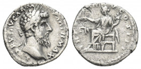 LUCIUS VERUS (161-169 AD). AR, Denarius. Rome.
Obv: L VERVS AVG ARM PARTH MAX.
Laureate head of Lucius Verus, right.
Rev: TR [P VIII IMP] V COS III...
