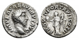 LUCIUS VERUS (161-169 AD). AR, Denarius. Rome.
Obv: IMP L AVREL VERVS AVG.
Bare head of Lucius Verus, right.
Rev: PROV DEOR TR P II COS II.
Provid...