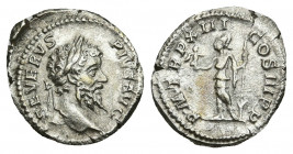 SEPTIMIUS SEVERUS (193-211 AD). AR, Denarius
Obv: SEVERVS-PIVS AVG.
Laureate head of Septimius Severus, right.
Rev: P M TR P XIII-COS III P P.
Rom...