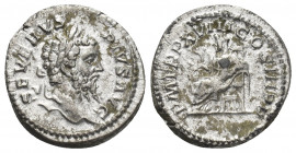 SEPTIMIUS SEVERUS (193-211 AD). AR, Denarius. Rome.
Obv: SEVERVS PIVS AVG.
Head of Septimius Severus; laureate, right..
Rev: PM TR P XVIIII COS III...