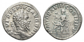 SEPTIMIUS SEVERUS. (193-211 AD). AR, Denarius. Rome.
Obv: SEVERVS PIVS AVG BRIT.
Head of Septimius Severus, laureate, right.
Rev: P M TR P XVIII CO...