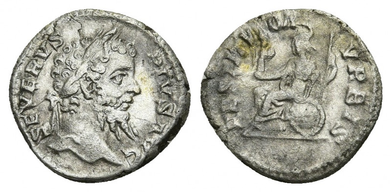 SEPTIMIUS SEVERUS (193-211 AD). AR, Denarius. Rome.
Obv: SEVERVS PIVS AVG.
Lau...