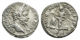 SEPTIMIUS SEVERUS (193-211 AD). AR, Denarius. Rome.
Obv: SEVERVS AVG PART MAX.
Laureate head of, right.
Rev: P M TR P VIII COS II P P.
Victory adv...