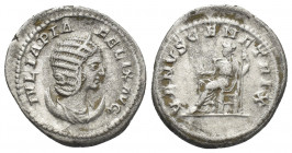 JULIA DOMNA (Augusta, 193-217 AD). Denarius. Rome.
Obv: IVLIA PIA FELIX AVG.
Draped bust of Julia Domna; with crescent, right.
Rev: VENVS GENETRIX....