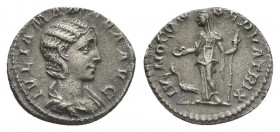 JULIA MAMAEA (Augusta, 222-235). Denarius. Rome.
Obv: IVLIA MAMAEA AVG.
Bust of Julia Mamaea, draped, right
Rev: IVNO CONSERVATRIX.
Juno, diademed...