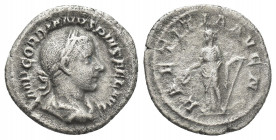 GORDIANUS III. (238-244 AD). AR, Denarius. Rome.
Obv: IMP GORDIANVS PIVS FEL AVG.
Bust of Gordian III; laureate, draped, cuirassed, right.
Rev: LAE...