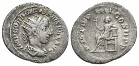 GORDIAN III (238-244 AD). Antoninianus. Rome.
Obv: IMP GORDIANVS PIVS FEL AVG.
Radiate, draped and cuirassed bust of Gordian, right.
Rev: P M TR P ...