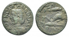 Thrace. Byzantion. Salonina (253 – 268). AE.
Obv: KOΡ CAΛΩNEINA CE.
Draped and diaddemed bust, right.
Rev: BYZANTIΩN.
Dolphin swimming right betwe...