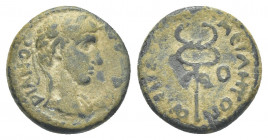 Mysia Miletopolis, Hadrian (117-138). AE.
Obv.: Laureate head of Hadrian r., C].
Rev: Winged caduceus. O i...