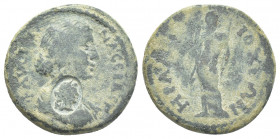 CARIA. Antioch ad Maeandrum. Faustina II (c. 152-176). AE
Obv.: ΦΑVϹΤΕΙΝΑ ϹΕΒΑϹΤ.
Draped bust of Faustina II, r., countermark: head of Artemis, r., ...