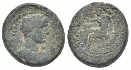 PHRYGIA. Apamea. Hadrian (117-138). AE
Obv.: ΑΔΡΙΑΝΟϹ ΚΑΙϹΑΡ [ϹΕΒΑ].
Laureate and cuirassed bust of Hadrian r.
Rev.: ΑΠΑΜΕΩΝ ΜΑΡϹΥΑϹ ΚΙΒΩΤΟΙ.
Mars...