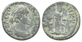 PHRYGIA. Apamea, Faustina II (Augusta, 147-176). AE
Obv: C CC.
Draped bust of Faustina II, right.
Rev: 
Cult statue of Ep...