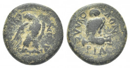 PHRYGIA. Synnada. Pseudo-autonomous. Time of Tiberius (14-37). AE. Klaudios Valerianos, magistrate.
Obv: CVΝΝΑΔЄΩΝ.
Eagle standing, right; head left...