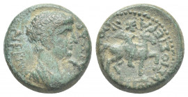 PHRYGIA. Hierapolis. Nero (54-68). AE
Obv: ΝΕΡΩΝ [Κ]ΑΙΣΑΡ.
Bare-headed draped and cuirassed bust of Nero, right.
Rev: [Τ]Ι ΔΙΟΝΥΣΙΟΣ ΙΕΡΑΠΟ[ΛΙΤΩΝ]....