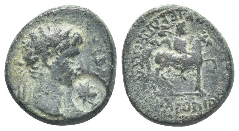 PHRYGIA. Hierapolis. Augustus (c. AD 5?). AE
Obv.: ΣΕΒΑΣΤΟΣ.
Laureate head of ...