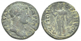 PHRYGIA. Eumenea. Hadrian (117-138). AE
Obv.: ΚΑΙϹΑΡ ΑΔΡΙΑΝΟϹ.
Laureate head of Hadrian, right.
Rev.: ΕΥΜΕΝΕΩΝ ΑΧΑΙΩΝ.
Nemesis or Aphrodite standi...