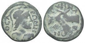 PHRYGIA. Synnada. Pseudo-autonomous issue, 3rd century AD AE25.
Obv: ΘEA PΩMH.
Helmeted head of Roma right.
Rev: CVNNAΔЄΩN.
Clasped hands.
SNG vo...