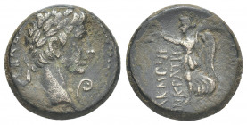 PHRYGIA. Acmonea. Augustus (31 BC-14 AD). AE
Obv: [ΣΕΒΑΣΤΟΣ].
Laureate head of Augustus, r.; before, lituus.
Rev: ΑΚΜΟΝΕΩΝ ΚΡΑΤΗ[Σ ΜΗΝΟΚΡΙΤΟΥ].
Ni...