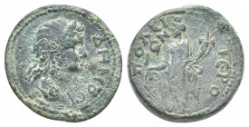 PHRYGIA. Hierapolis. Pseudo-autonomous. (3rd century AD). AE.
Obv: ΔHMOC.
Laureate head of Demos, right.
Rev: IЄPOΠOΛЄITΩN.
Tyche standing left, h...